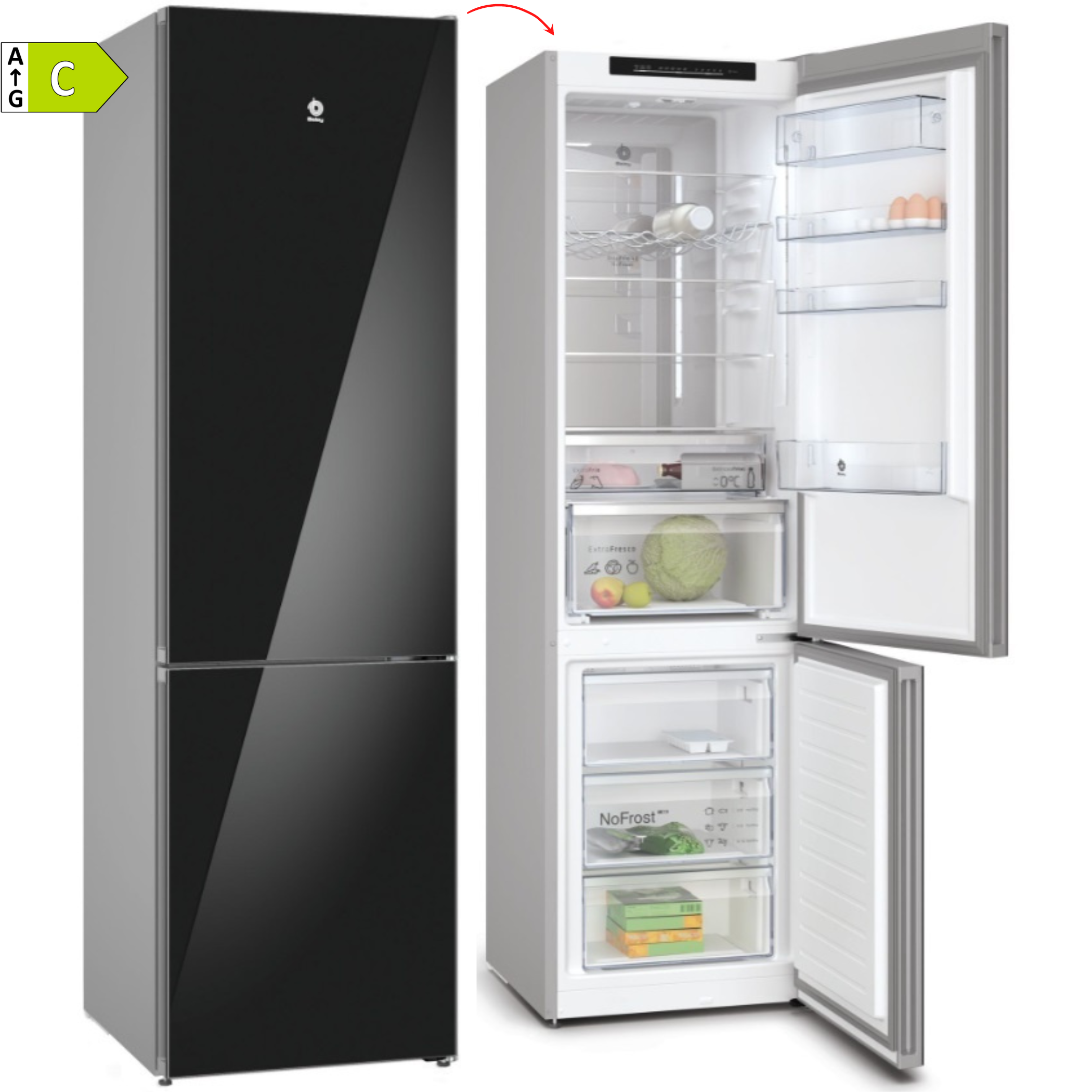 FRIGORÍFICO COMBI BALAY 3KFC869NI, 203x60, NOFROST, CRISAL NEGRO - C